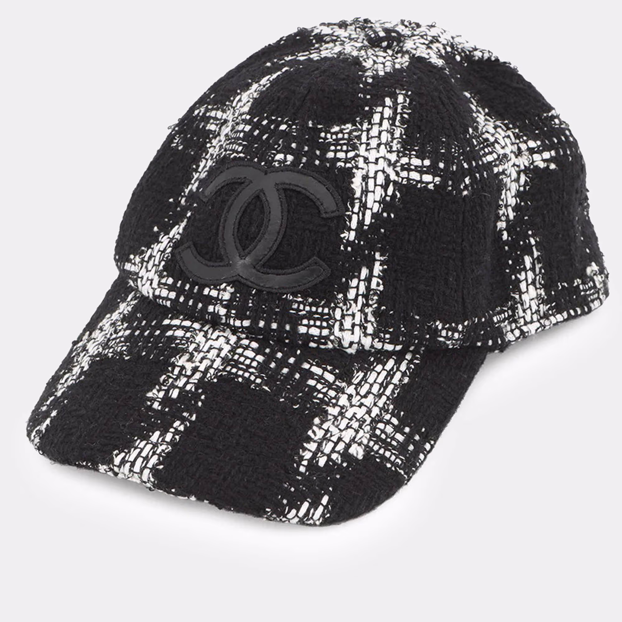 Chanel Cc Logo Tweed Cap Size M Black/White