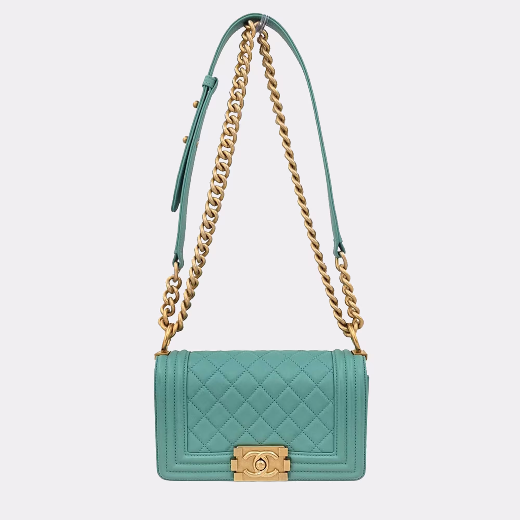 Boy Chanel Emerald Green Lambskin Small Chain Shoulder Bag