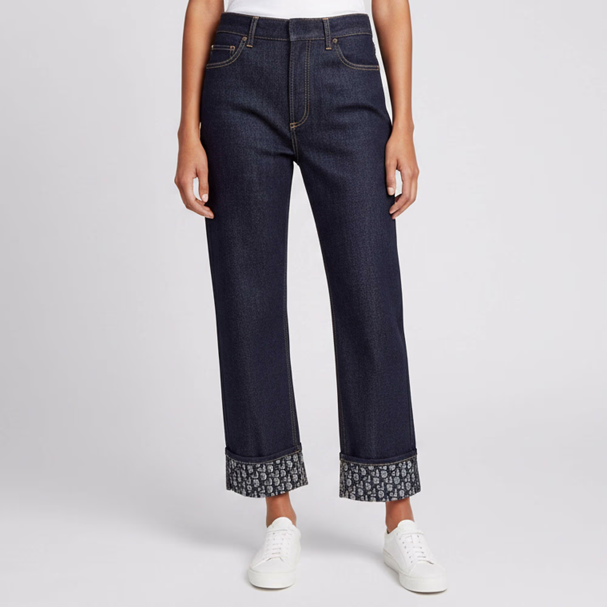 Christian Dior Blue Oblique Trim Denim Boyfriend Jeans in Pristine Condition