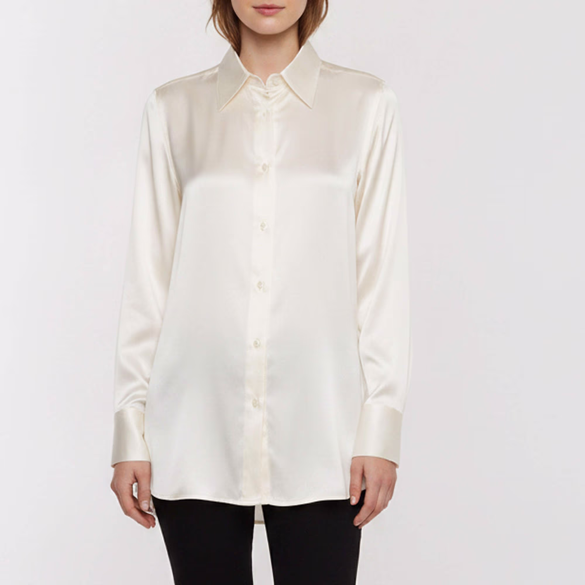 Dolce & Gabbana Cream Satin Long Sleeve Shirt