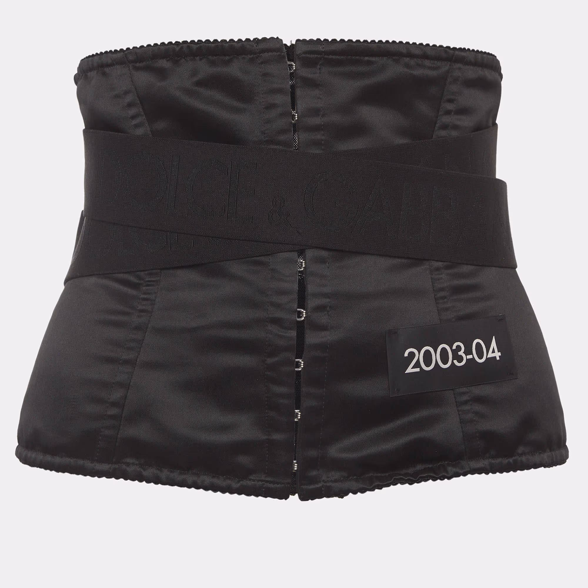 Dolce & Gabbana Black Satin and Stretch Lace Belt Corset