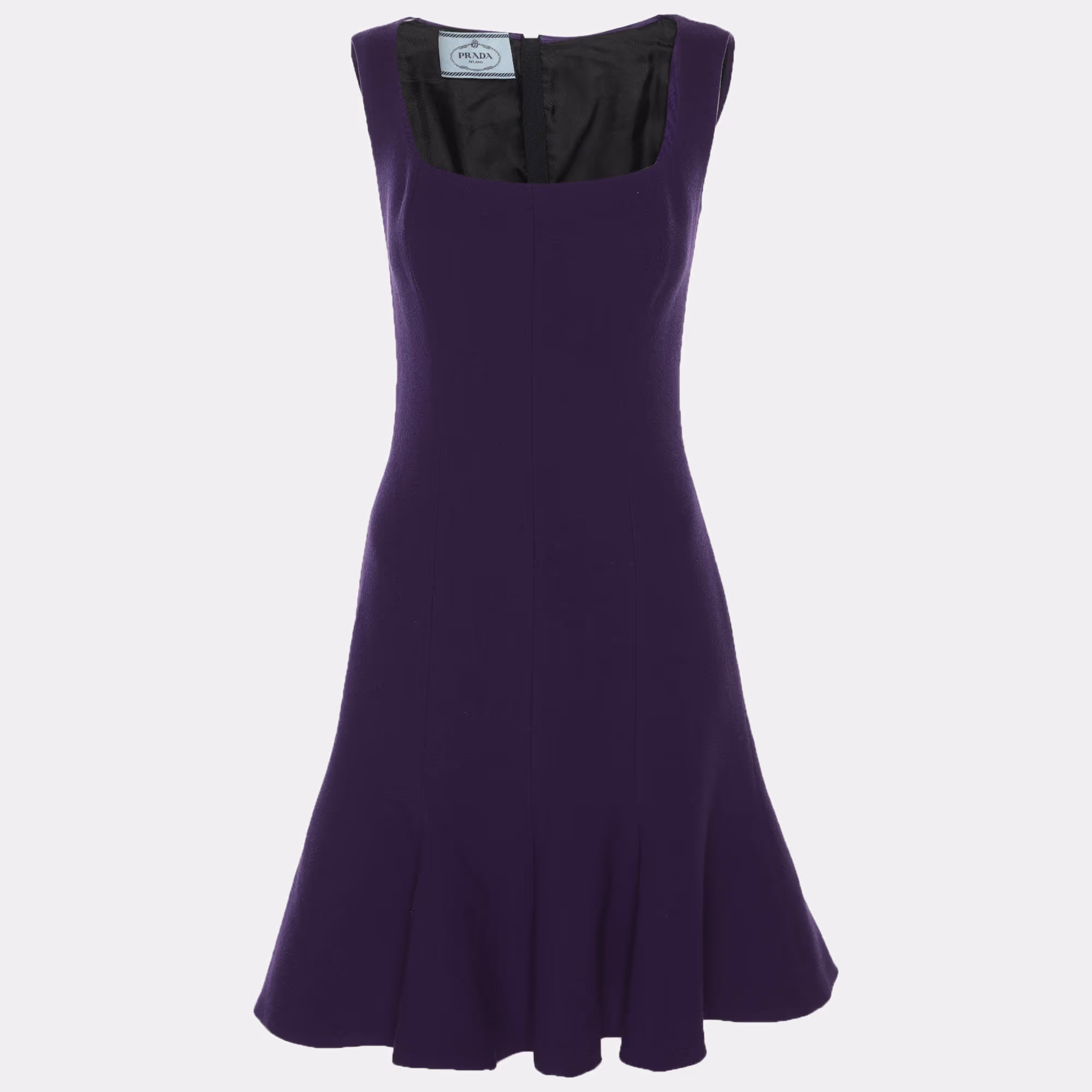 Prada Purple Virgin Wool Flare Midi Dress 