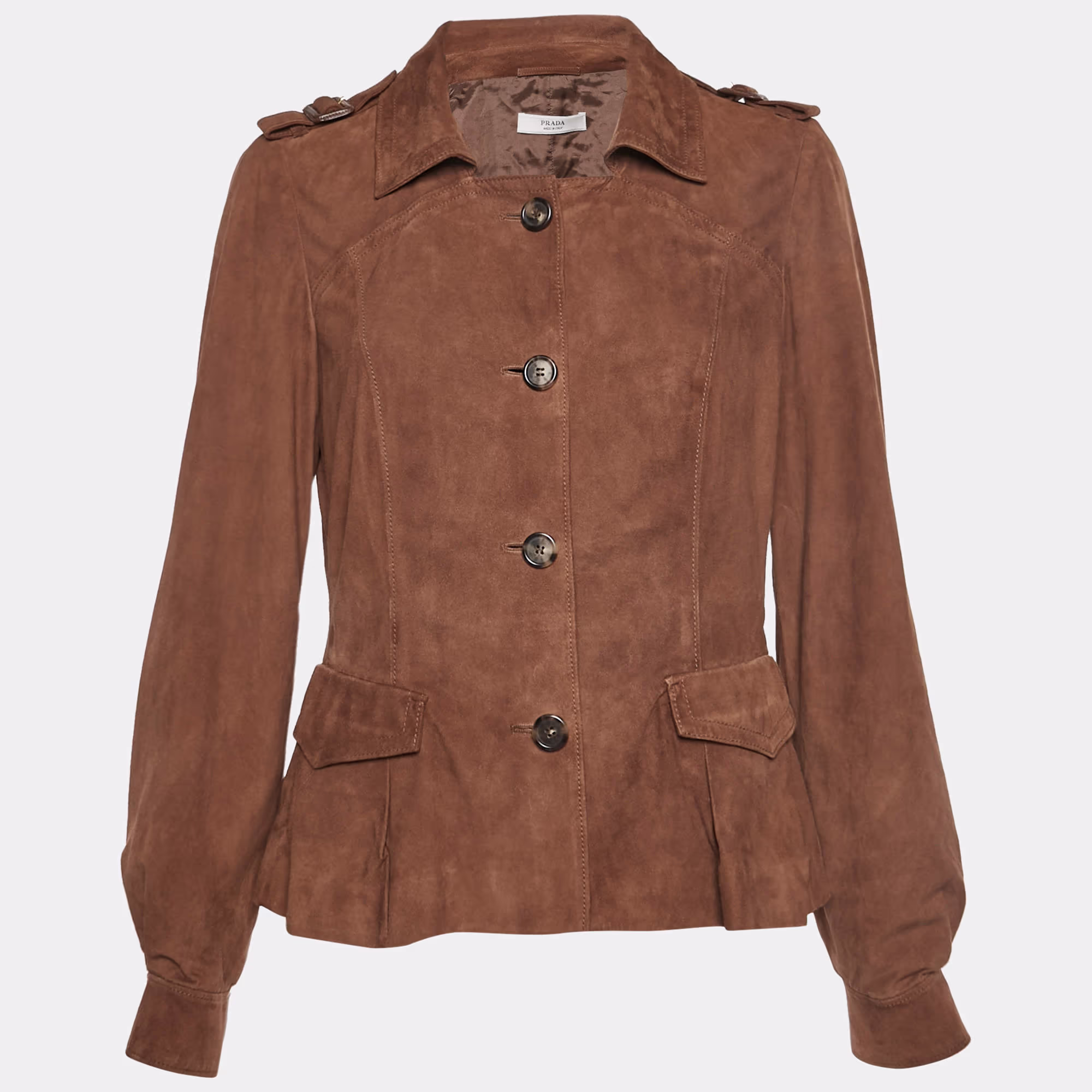 Prada Vintage Brown Suede Button Up Jacket