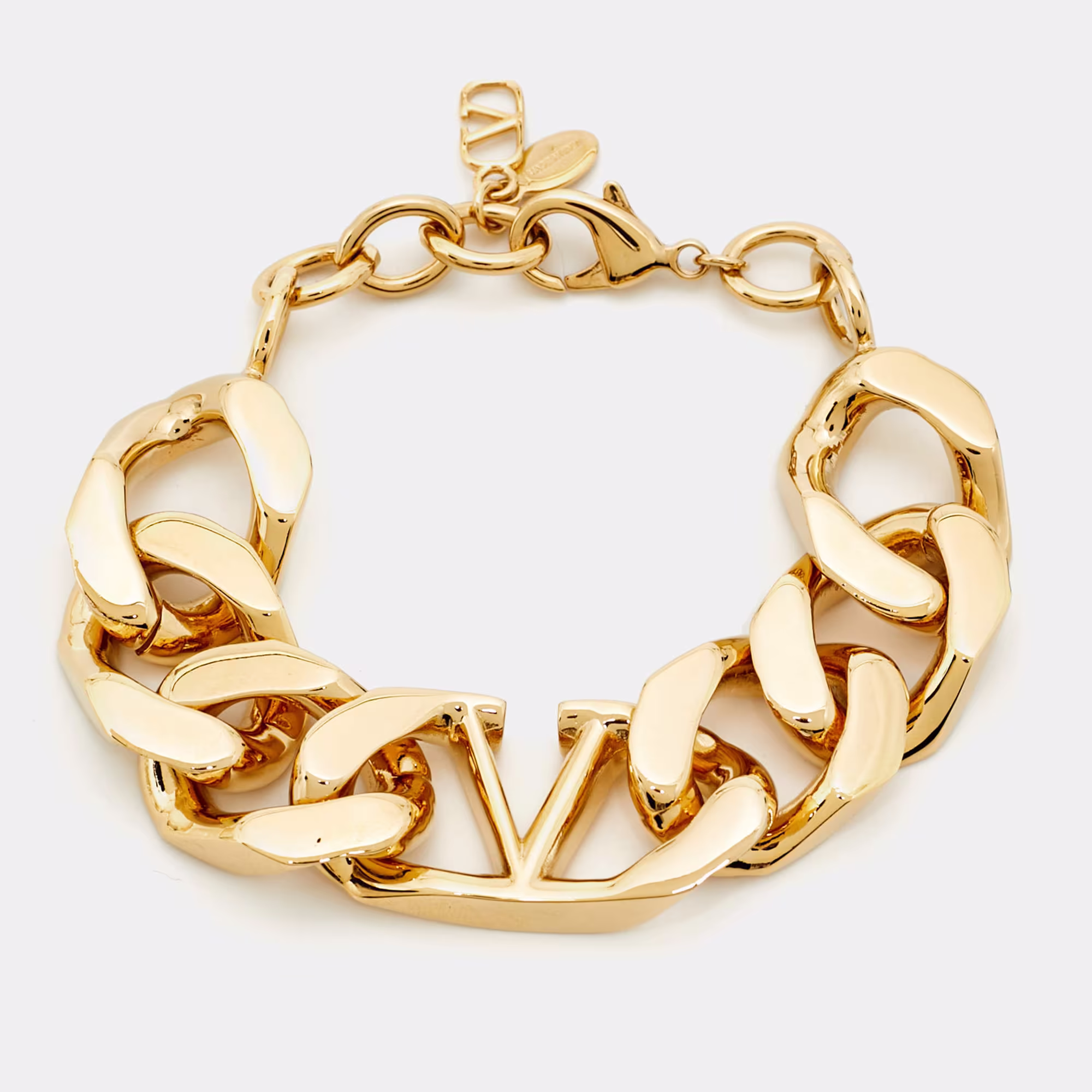 Valentino Chunky Vlogo Gold Tone Chain Link Bracelet