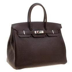 Hermes Cacao Togo Leather Palladium Hardware Birkin 35 Bag