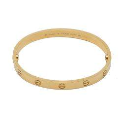 Pre Owned Cartier Love Yellow Gold Bracelet Size 18