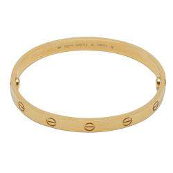 Pre Owned Cartier Love Yellow Gold Bracelet Size 18