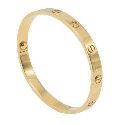 Pre Owned Cartier Love Yellow Gold Bracelet Size 18