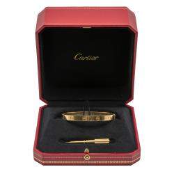 Pre Owned Cartier Love Yellow Gold Bracelet Size 18