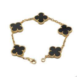 Pre Owned Van Cleef & Arpels Vintage Alhambra Onyx Yellow Gold Bracelet