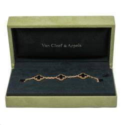 Pre Owned Van Cleef & Arpels Vintage Alhambra Onyx Yellow Gold Bracelet