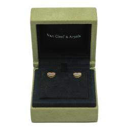 Pre Owned Van Cleef & Arpels Sweet Alhambra Hearts White MOP Yellow Gold Earrings