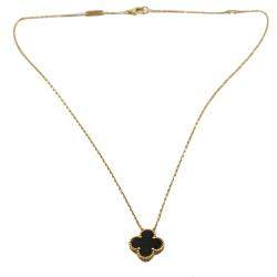 مملوكة مسبقًا Van Cleef & Arpels Vintage Alhambra Onyx Yellow Gold Necklace