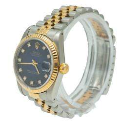 Pre Owned Rolex Date-Just Steel & Yellow Gold Blue Diamond Dial Watch 31MM