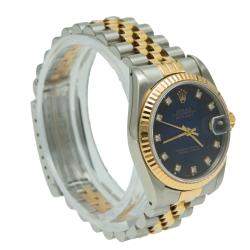 Pre Owned Rolex Date-Just Steel & Yellow Gold Blue Diamond Dial Watch 31MM