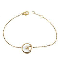 Pre Owned Cartier White Mother of Pearl Amulette Yellow Gold Bracelet