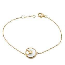 Pre Owned Cartier White Mother of Pearl Amulette Yellow Gold Bracelet
