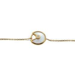 Pre Owned Cartier White Mother of Pearl Amulette Yellow Gold Bracelet