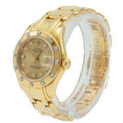 Rolex Pearl-Master Champagne Yellow Gold Diamond Women's Watch 29 MM