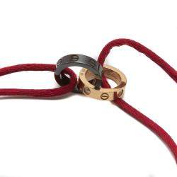 Pre Owned Cartier Love Diamond Rose Gold & Ceramic Bracelet on Cord