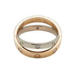 Pre Owned Cartier Love Half Diamond Rose & White Gold Ring Size 51