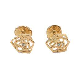 Pre Owned Piaget Rose Gold Diamond Flower Earrings