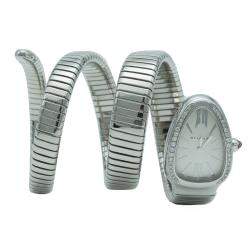 Bvlgari Serpenti White Double Spiral Diamond Bezel Watch