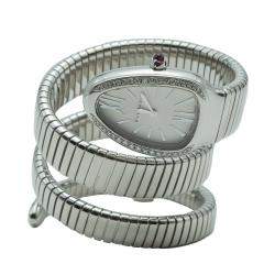 Bvlgari Serpenti White Double Spiral Diamond Bezel Watch
