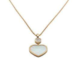 Pre Owned Chopard Happy Hearts White Mother Of Pearl Rose Gold Diamond Necklace