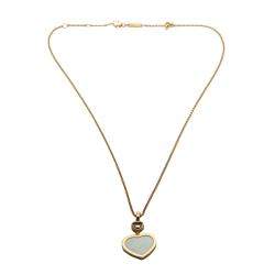 Pre Owned Chopard Happy Hearts White Mother Of Pearl Rose Gold Diamond Necklace