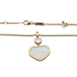 Pre Owned Chopard Happy Hearts White Mother Of Pearl Rose Gold Diamond Necklace