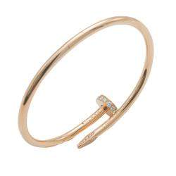 Pre Owned Cartier Juste Un Clou Rose Gold Diamond Bracelet Size 17