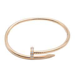 Pre Owned Cartier Juste Un Clou Rose Gold Diamond Bracelet Size 17