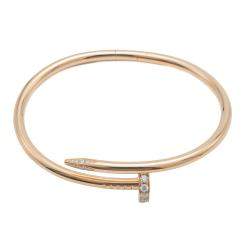 Pre Owned Cartier Juste Un Clou Rose Gold Diamond Bracelet Size 17