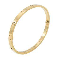 Pre Owned Cartier Love Yellow Gold Small Model Bracelet Size 17