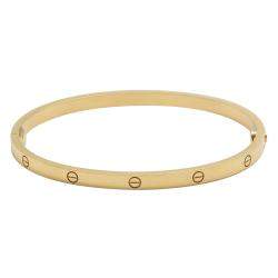 Pre Owned Cartier Love Yellow Gold Small Model Bracelet Size 17