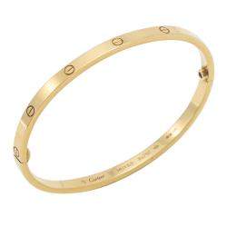 Pre Owned Cartier Love Yellow Gold Small Model Bracelet Size 17