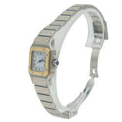 Pre Owned Cartier White Santos Steel & Yellow Gold Automatic Women'S Watch 24MM