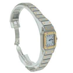 Pre Owned Cartier White Santos Steel & Yellow Gold Automatic Women'S Watch 24MM