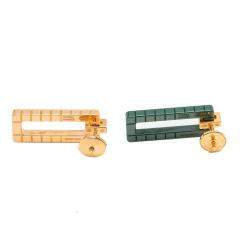 Pre Owned Chopard Rose Gold & Green Ceramic Ice Cube Rihanna Limited Edition Earrings
