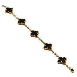 مملوكة مسبقًا Van Cleef & Arpels Alhambra Vintage 5 Motifs Onyx Yellow Gold Bracelet