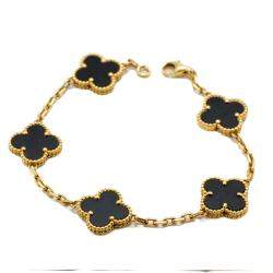 مملوكة مسبقًا Van Cleef & Arpels Alhambra Vintage 5 Motifs Onyx Yellow Gold Bracelet