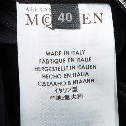 Pre Owned Alexander McQueen Black Velvet Jacquard Leaf Pattern Sleeveless Dress S