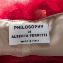 Pre Owned Philosophy di Alberta Ferretti Red/Beige Lip Applique Tulle Dress S