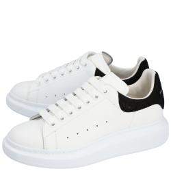 Pre Owned Alexander McQueen White/Black Leather Oversized Sneakers EU 41.5