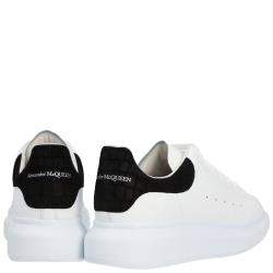 Pre Owned Alexander McQueen White/Black Leather Oversized Sneakers EU 41.5