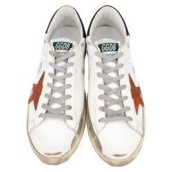 Pre Owned Golden Goose White / Black / Red Leather Superstar Sneakers Size EU 43