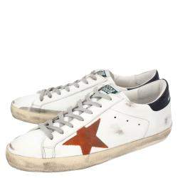 Pre Owned Golden Goose White / Black / Red Leather Superstar Sneakers Size EU 43
