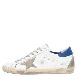 Pre Owned Golden Goose White/Blue Leather Superstar Sneakers Size EU 41
