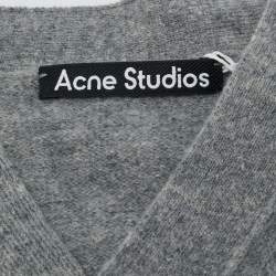 Pre Owned Acne Studios Kids Grey Applique Wool Cardigan 6/8 Y 